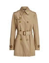Lauren Ralph Lauren Belted Cotton-blend Trench Coat Woman Overcoat & Trench Coat Sand Size L Cotton, In Beige