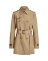 Ralph Lauren Lauren  Belted Cotton-blend Trench Coat Woman Overcoat & Trench Coat Sand Size L Cotton, In Birch Tan