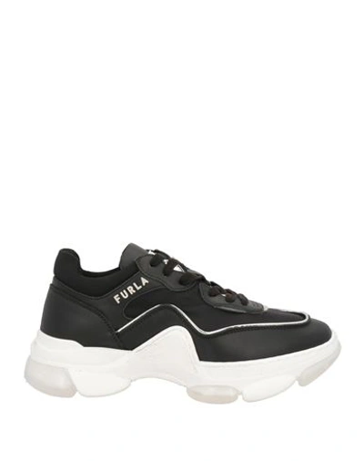 Furla Wonder Lace_up Sneaker T.40 Woman Sneakers Black Size 7 Soft Leather, Polyamide, Polyuret