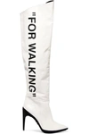 OFF-WHITE FOR WALKING PRINTED LEATHER OVER-THE-KNEE BOOTS