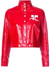 Courrèges Logo Patch Cropped Bomber Jacket In Cherry Red