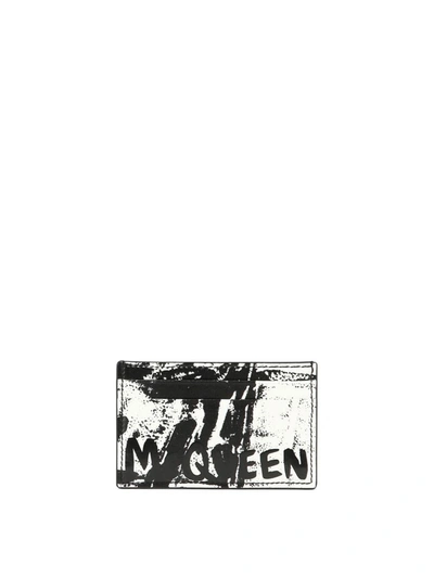 Alexander Mcqueen "mcqueen Graffiti" Card Holder In Black