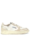 Autry Medalist Super Vintage Leather Sneakers In Beige