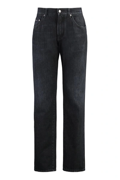 Dolce & Gabbana 5-pocket Straight-leg Jeans In Black