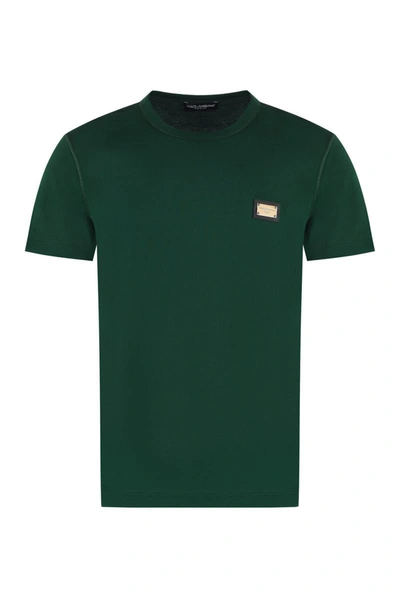 Dolce & Gabbana Dolce &amp; Gabbana Cotton Plaque T Shirt In Green