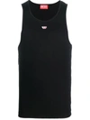 Diesel T-lifty-d Top Black Ribbed Cotton Tank Top - T Lifty D In Black