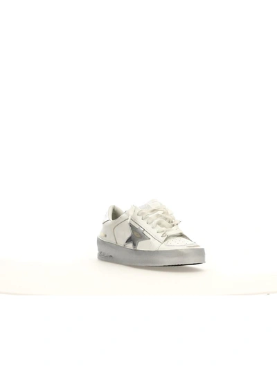 Golden Goose Stardan Trainers In White/silver