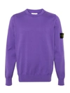 Stone Island Mens Lavender Logo-badge Crewneck Cotton-knit Jumper In Lavanda
