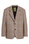 Bottega Veneta Checked Double Cotton Blend Jacket In Brown/ White/ Yellow