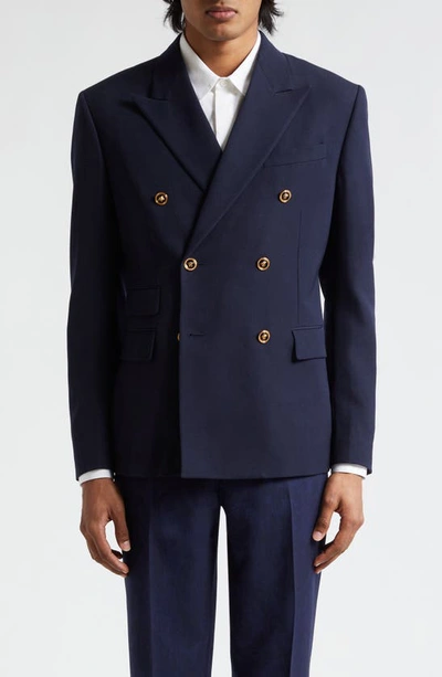 VERSACE DOUBLE BREASTED WOOL GRAIN DE POUDRE SPORT COAT