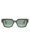 Fendi Eyewear Rectangular Frame Sunglasses In Dark Green / Gradient Smoke