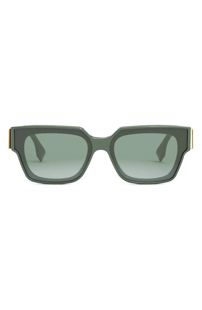 Fendi Eyewear Rectangular Frame Sunglasses In Dark Green / Gradient Smoke