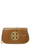 Tory Burch Women's Reva Leather Clutch-on-chain In Tiger's Eye/silver