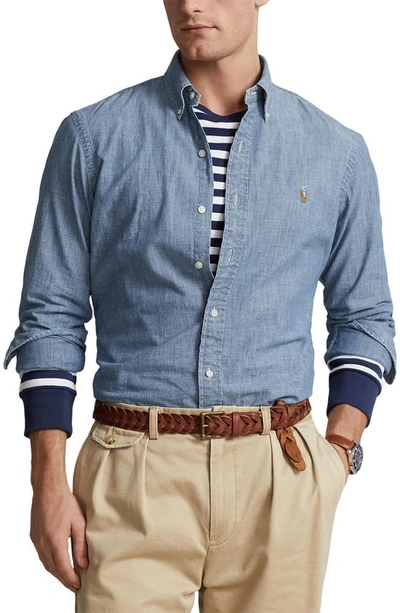 Polo Ralph Lauren Cotton Chambray Button-down Shirt In Medium Indigo