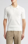 Wax London Naples Cotton Blend Knit Polo In Ecru