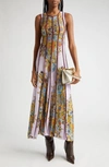 Etro Floral-print Knitted Maxi Dress In Print On Purple Base
