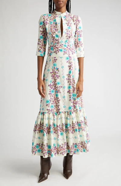 Etro Floral-print Midi Dress In Multicolor