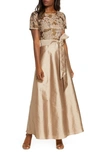 Pisarro Nights Beaded Taffeta Gown In Gold In Gold