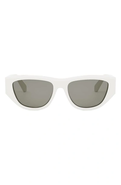 Celine Monochroms Acetate Cat-eye Sunglasses In White Smoke