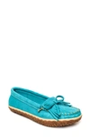 Minnetonka Loni Suede Slipper In Turquoise