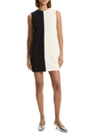 Theory Sleeveless Split Admiral Crepe Mini Shift Dress In Black Rice