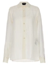 Tom Ford Striped Silk Button-front Blouse In White