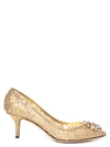 Dolce & Gabbana Rainbow Lace 60mm Brooch-detail Pumps In Gold