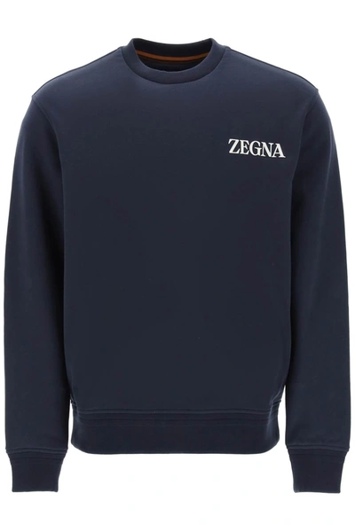 Zegna Sweatshirt With Logo In Blue