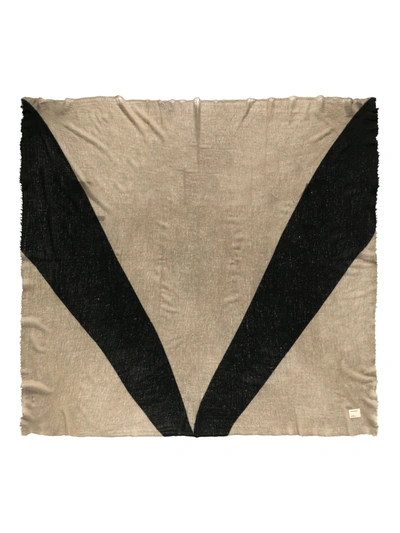 Frenckenberger Diagonal-stripe Cashmere Scarf In Dark Chalk/black