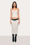 Danielle Guizio Ny Slinky Rib Knit Midi Skirt In Silver