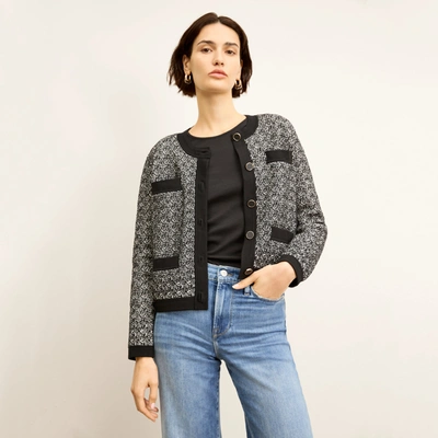 M.m.lafleur The Evangeline Jacket - Boucle Jardigan Knit In Black/ivory