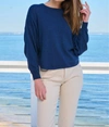 Stitch & Needle Halle Spring Crewneck Sweater In Denim Blue In Multi