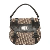DIOR BROWN OBLIQUE CANVAS AND LEATHER CD LOGO FLAP HOBO BAG