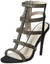 QUPID LATTICE HEEL IN BLACK/GOLD