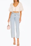 For Love & Lemons Cassie Crop Top In White In Beige