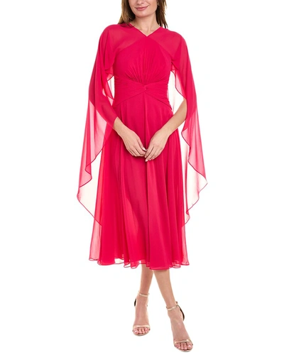 Teri Jon By Rickie Freeman Chiffon Midi Dress In Pink