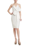 Badgley Mischka Scupture Bow-front Strapless Dress1 In White