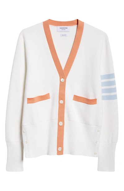 Thom Browne 4-bar-stripe Cotton Cardigan In White