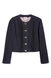 Thom Browne Women's Box Pleat Wool Cardigan Jacket In Navy