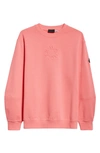 Moncler Logo Embossed Crewneck Sweatshirt In Desert Rose