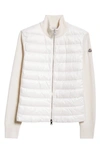 MONCLER QUILTED NYLON & WOOL KNIT CARDIGAN