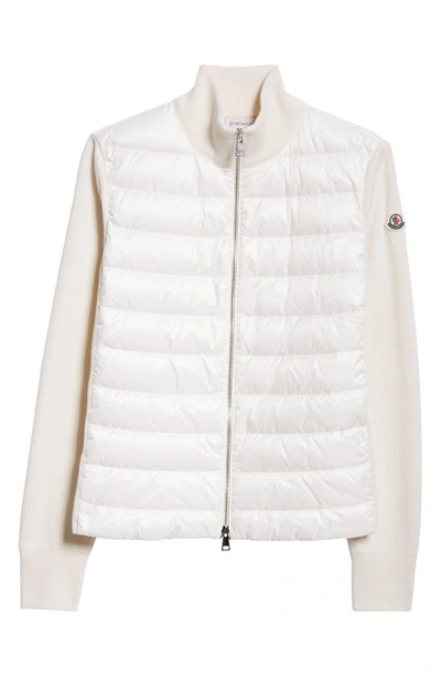 MONCLER QUILTED NYLON & WOOL KNIT CARDIGAN