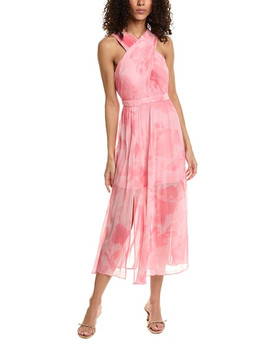 TED BAKER CROSS FRONT PLEATED MIDI DRESS