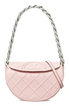 Tory Burch Mini Fleming Soft Crescent Shoulder Bag In Pale Pink