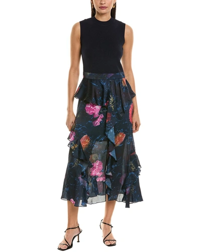 Ted Baker Knit Bodice Midi Dress In Black