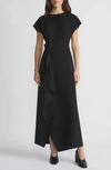 LAFAYETTE 148 TIE FRONT DRAPED CREPE DRESS