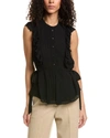 Ted Baker Evalie Ruffle Sleeveless Georgette Peplum Top In Black