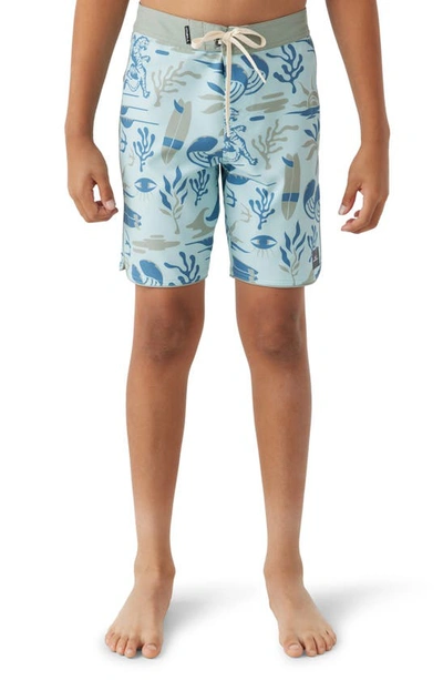 O'neill Kids' Hyperfreak Mysto Scallop Swim Trunks In Sky Blue