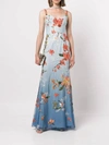 MARCHESA OMBRÉ EMBROIDERED TULLE MERMAID GOWN IN DUSTY BLUE