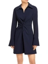 CINQ À SEPT WOMENS KNOT-FRONT MINI SHIRTDRESS